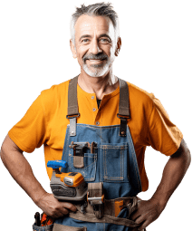 Man in work attire holding tools