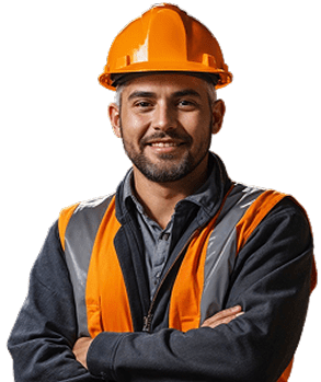 Construction worker in safety gear.