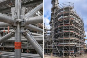 andamio multidireccional Layher Allround — roseta y sistema modular en Barcelona